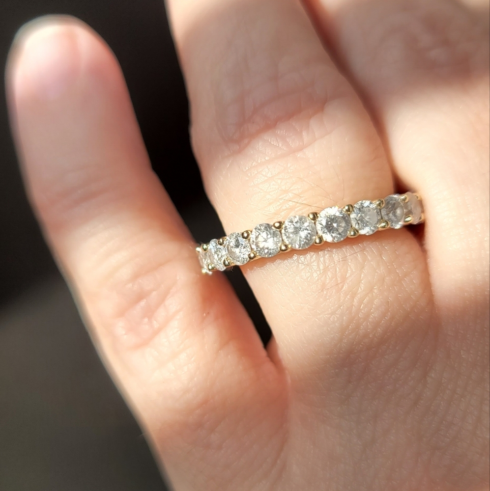 3ct Diamond 14kt Yellow Gold Eternity Band Ring IGI Eval Report Size 7 US